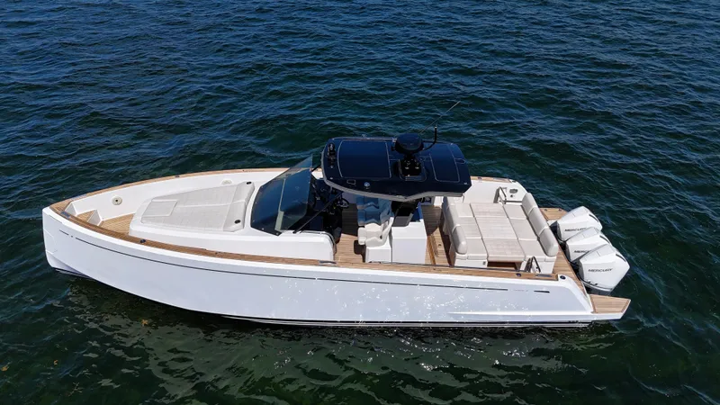 Slide: The Image of 2020 Pardo Yachts 38 cruising on open water, showcasing sleek design and luxury features. - 6