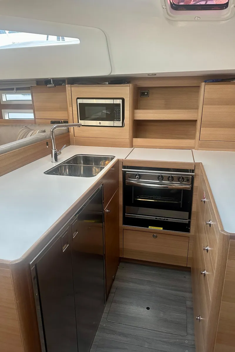 Slide: The Image of Modern kitchen interior of 2022 Elan Impression 50.1 yacht with sleek appliances. - 21