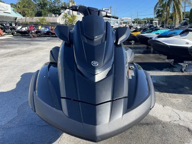 Slide: The Image of 2024 Yamaha Waverunner FX SVHO® jet ski in a parking lot, front view. - 3