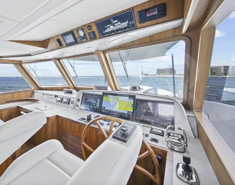 Slide: The Image of Cockpit of 2023 Outer Reef Yachts 720 Azure Custom Motoryacht with advanced navigation systems. - 22
