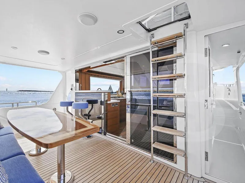 Slide: The Image of 2023 Outer Reef Yachts 720 Azure Custom Cockpit Motoryacht interior with sleek design and ocean view. - 7