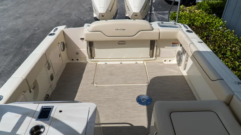 Slide: The Image of 2025 Chris-Craft Calypso 28 boat interior with spacious deck and seating. - 14