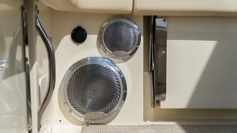 Slide: The Image of 2025 Chris-Craft Calypso 28 boat speakers and interior details. - 31
