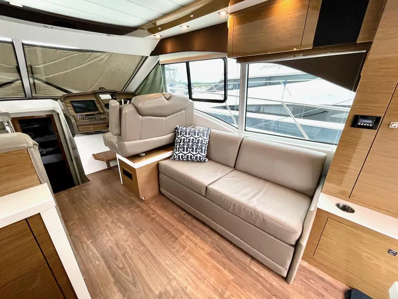 Slide: The Image of Luxurious interior of 2018 Cruisers 45 Cantius yacht with leather seating and modern design. - 3