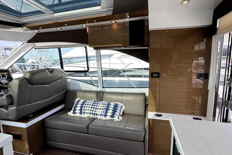 Slide: The Image of Luxurious interior of 2018 Cruisers Yachts 45 Cantius with leather seating and modern design. - 24