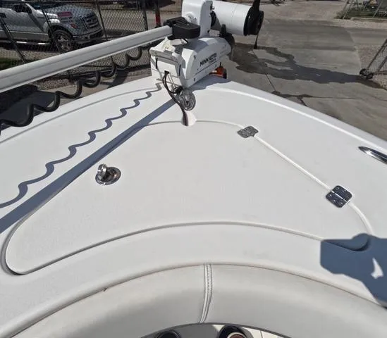 Slide: The Image of 2021 Sportsman Open 232 boat deck with trolling motor, low hours, trailer included. - 28