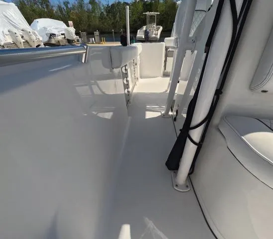 Slide: The Image of 2021 Sportsman Open 232 boat interior, showcasing sleek design and spacious layout. - 37