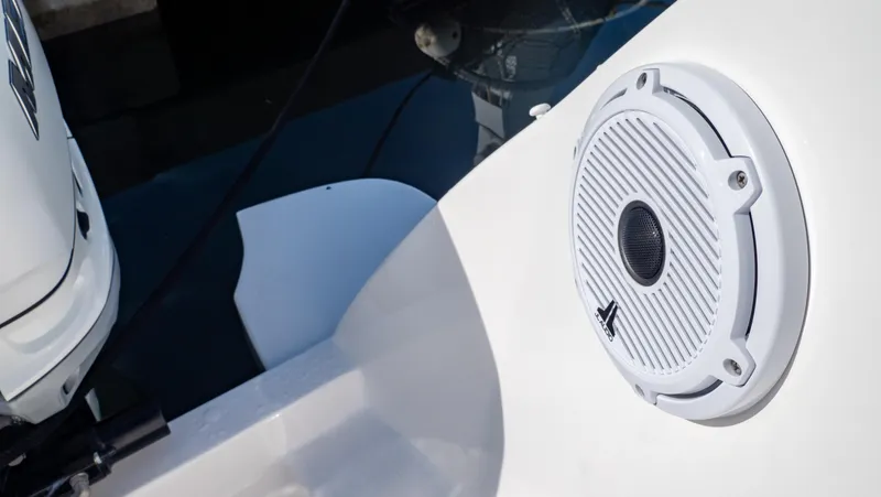Slide: The Image of Speaker on 2022 Intrepid 409 Valor boat, showcasing marine audio system. - 36
