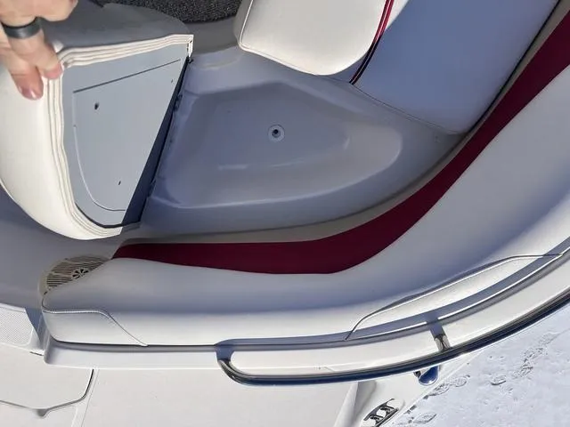 Slide: The Image of 2005 Hurricane FUNDECK202 boat interior with white and red seating. - 19