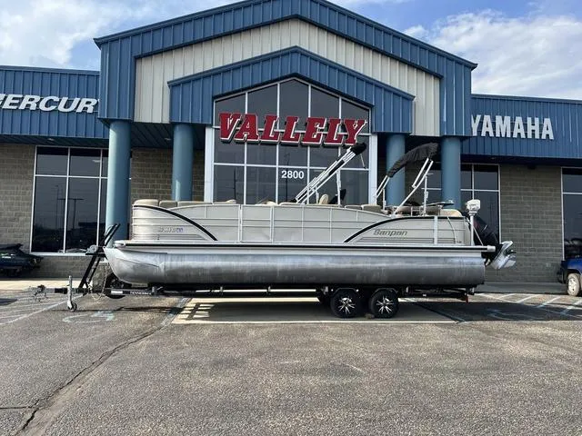Slide: The Image of 2015 Godfrey 2500 FE BAR pontoon boat parked outside dealership. - 1