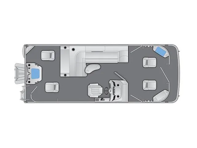 Slide: The Image of 2025 Bennington 22SF Tri-Toon Pontoon boat layout with seating and helm station. - 18