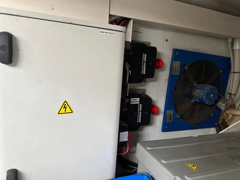 Slide: The Image of Electrical panel and fan system inside a 2008 Azimut 62 Evolution yacht. - 40