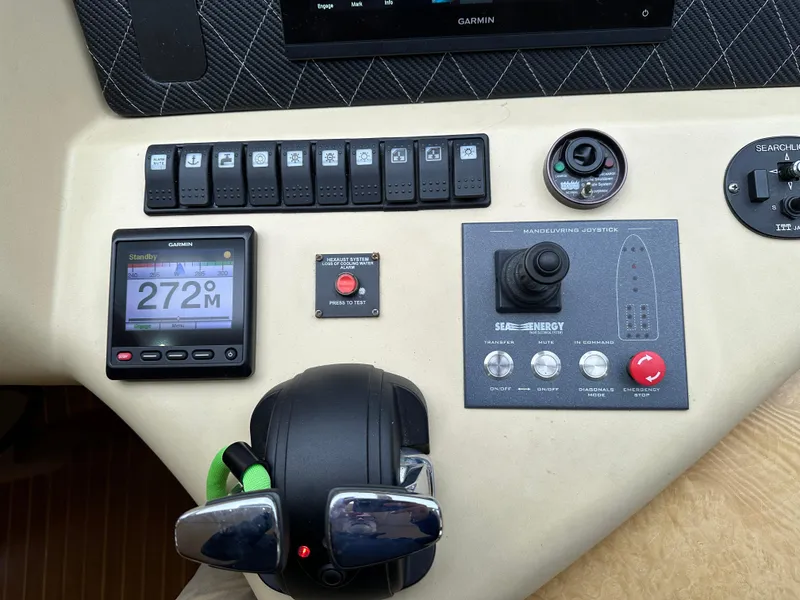 Slide: The Image of Control panel of a 2008 Azimut 62 Evolution yacht with navigation instruments. - 46