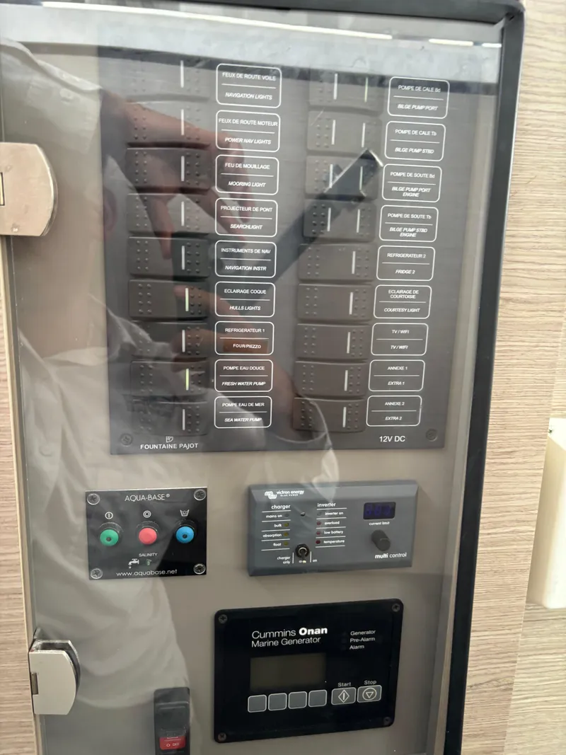 Slide: The Image of Electrical control panel on a 2022 Fountaine Pajot Astrea 42 catamaran. - 28