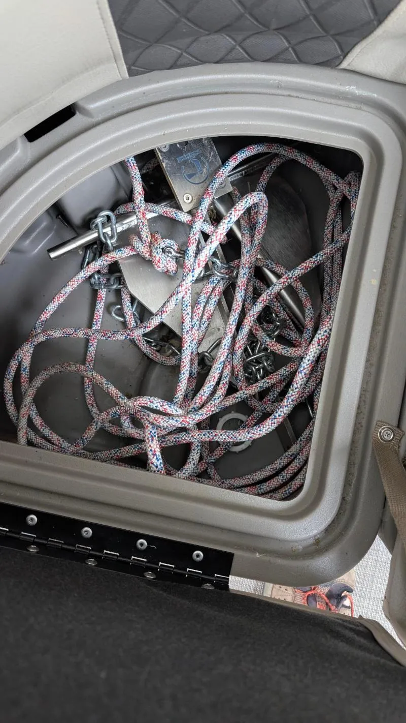 Slide: The Image of Storage compartment with ropes on a 2023 Sun Tracker Party Barge 20 DLX. - 11