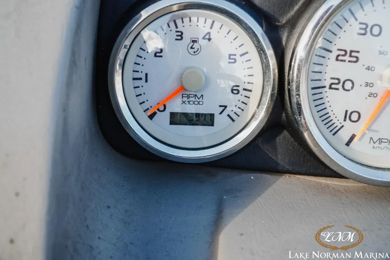 Slide: The Image of Close-up of 2006 Bennington 2275 RL boat tachometer and speedometer gauges. - 13