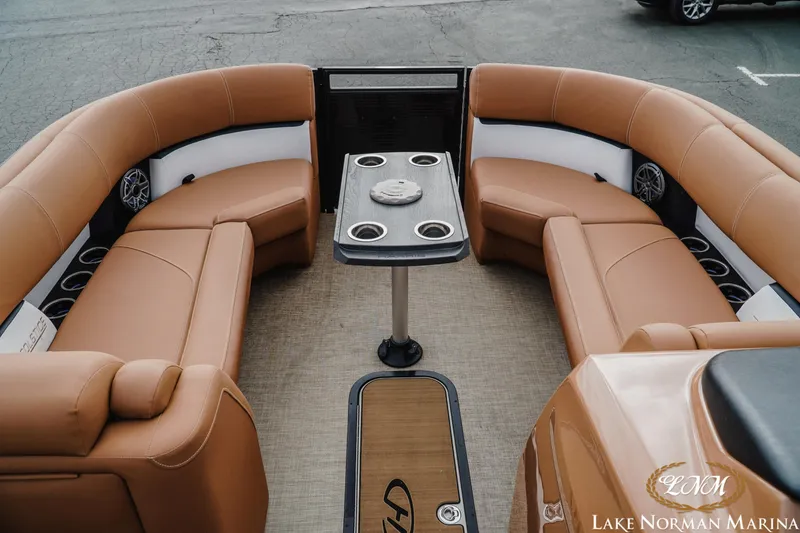 Slide: The Image of Luxurious seating area on 2023 Harris FloteBote 230 Solstice pontoon boat at Lake Norman Marina. - 11