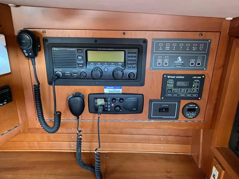 Slide: The Image of Control panel of a 2000 J Boats J/46 sailboat with communication and navigation equipment. - 17