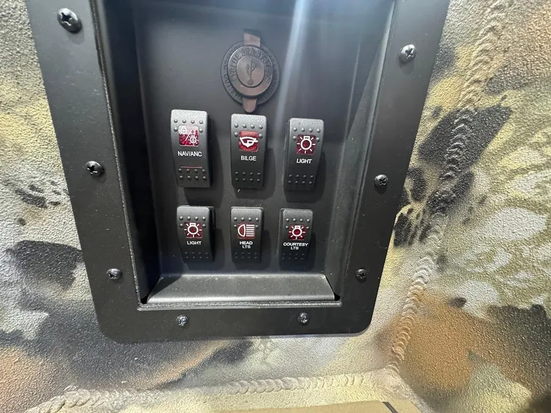 Slide: The Image of Control panel of a 2025 Thor TIMBER HAMMER with various labeled switches. - 10