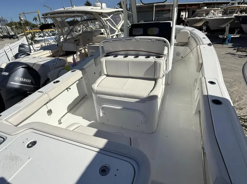 Slide: The Image of 2021 Sea Hunt Gamefish 30 Forward Seating boat with spacious deck and seating area. - 32