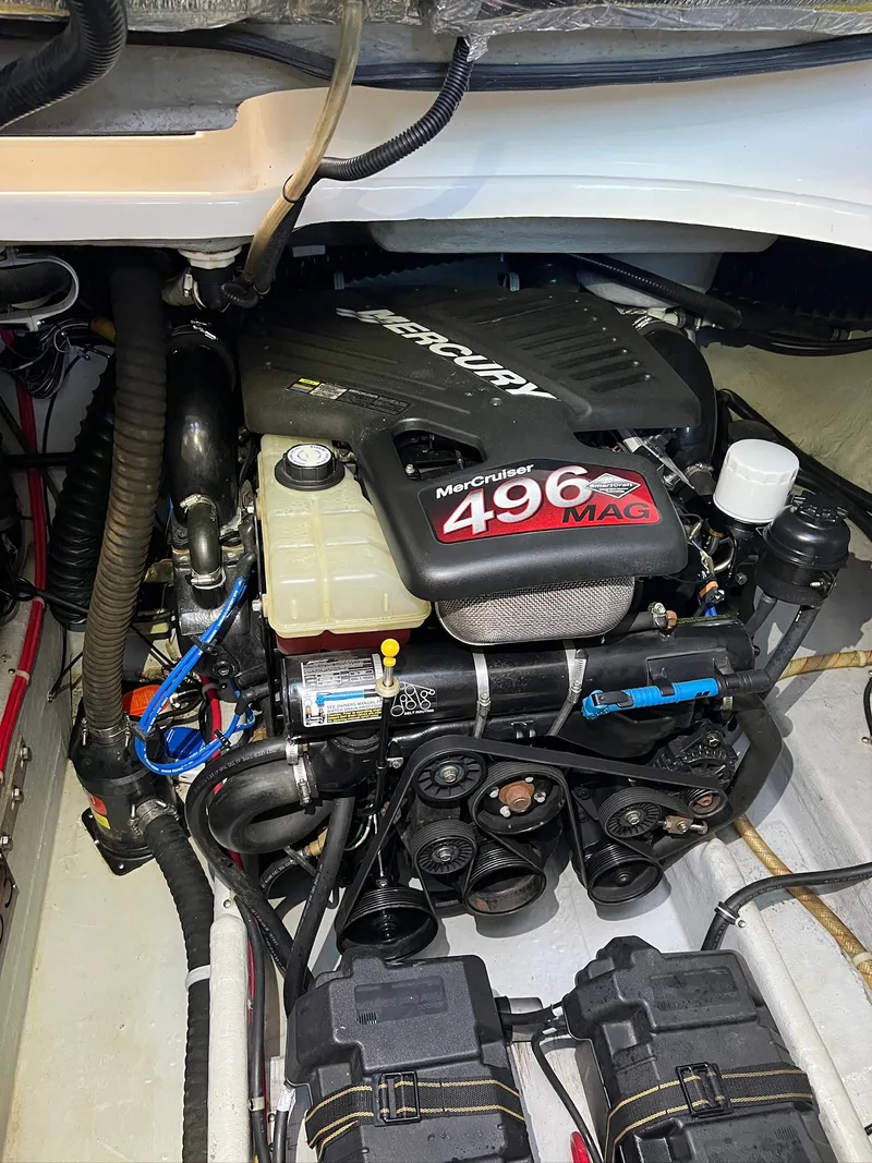 Slide: The Image of Engine compartment of 2004 Doral Boca Grande 36 with MerCruiser 496 MAG engine. - 36