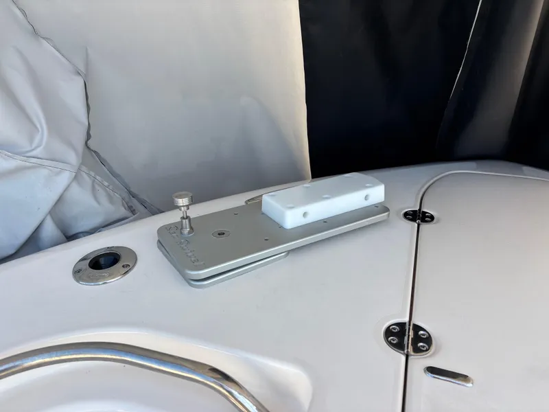 Slide: The Image of 2024 Grady-White Canyon 336 boat deck detail with hardware and fittings. - 12