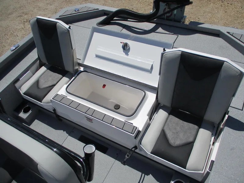 Slide: The Image of 2025 Vexus ACX 2210 boat interior with seating and storage compartment. - 8