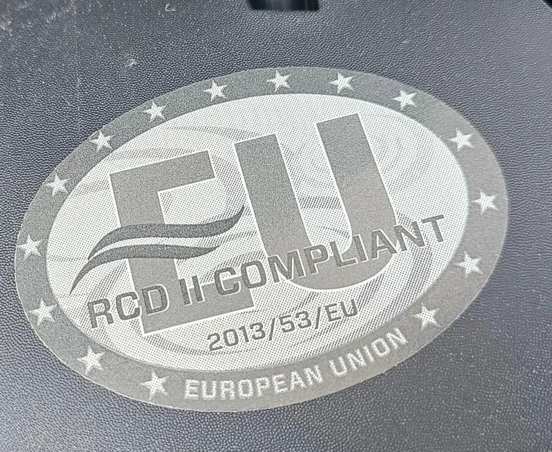 Slide: The Image of EU compliance label on Manitou 24' Explore MAX Deck Navigator, 2025 model. - 20