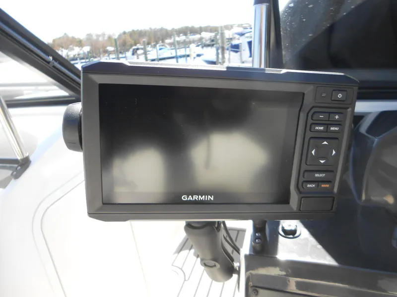 Slide: The Image of Garmin navigation system on 2022 Bayliner VR4 Bowrider OB boat dashboard. - 10