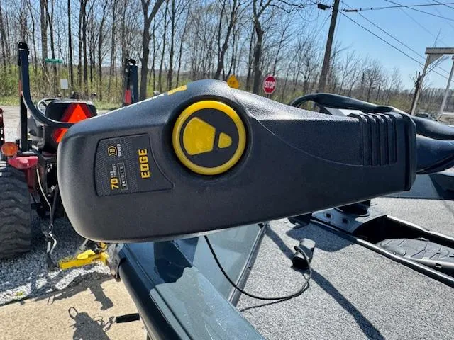 Slide: The Image of Close-up of a 2023 Ranger RT178 boat control panel with Edge motor. - 8