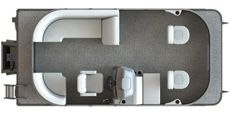Slide: The Image of Top view of 2025 Vista Fish 18 boat interior layout with seating and helm. - 2