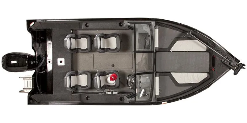Slide: The Image of Top view of 2025 Machine Walk Thru FM 1625 WT boat interior layout. - 2