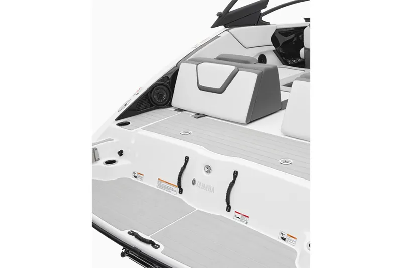 Slide: The Image of 2025 Yamaha Boats AR250 interior with sleek seating and modern design. - 2
