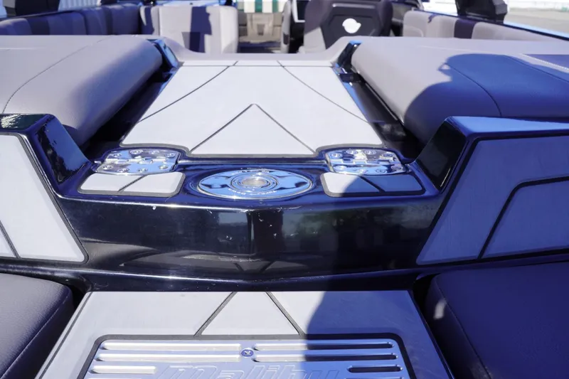 Slide: The Image of 2022 Malibu Wakesetter 23 LSV interior with sleek seating and modern design. - 12
