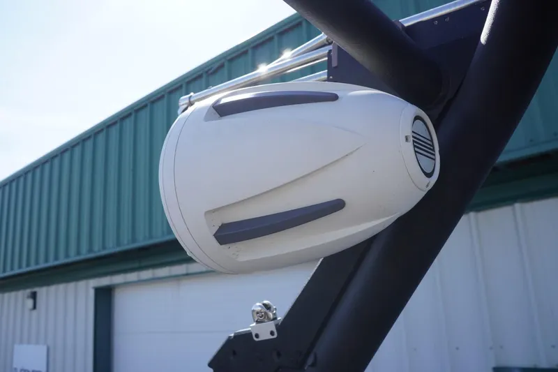 Slide: The Image of Speaker on 2022 Malibu Wakesetter 23 LSV boat, mounted on a metal frame. - 49