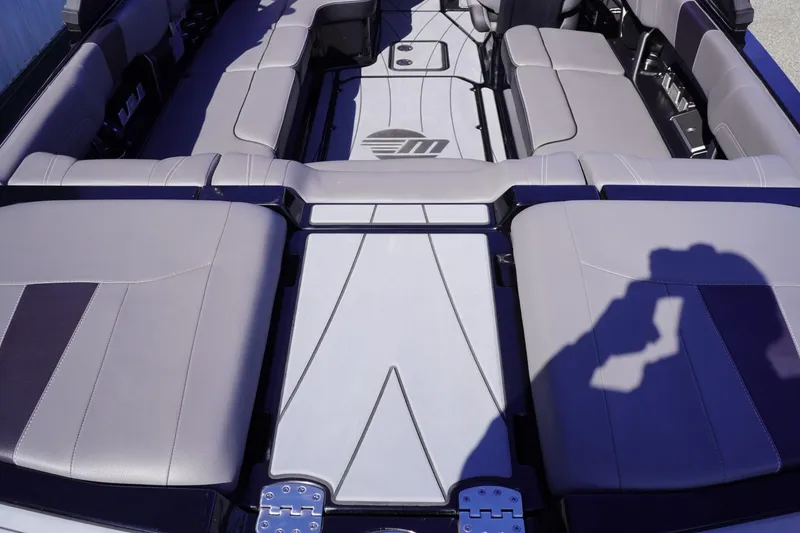 Slide: The Image of 2022 Malibu Wakesetter 23 LSV interior with sleek seating and modern design. - 9