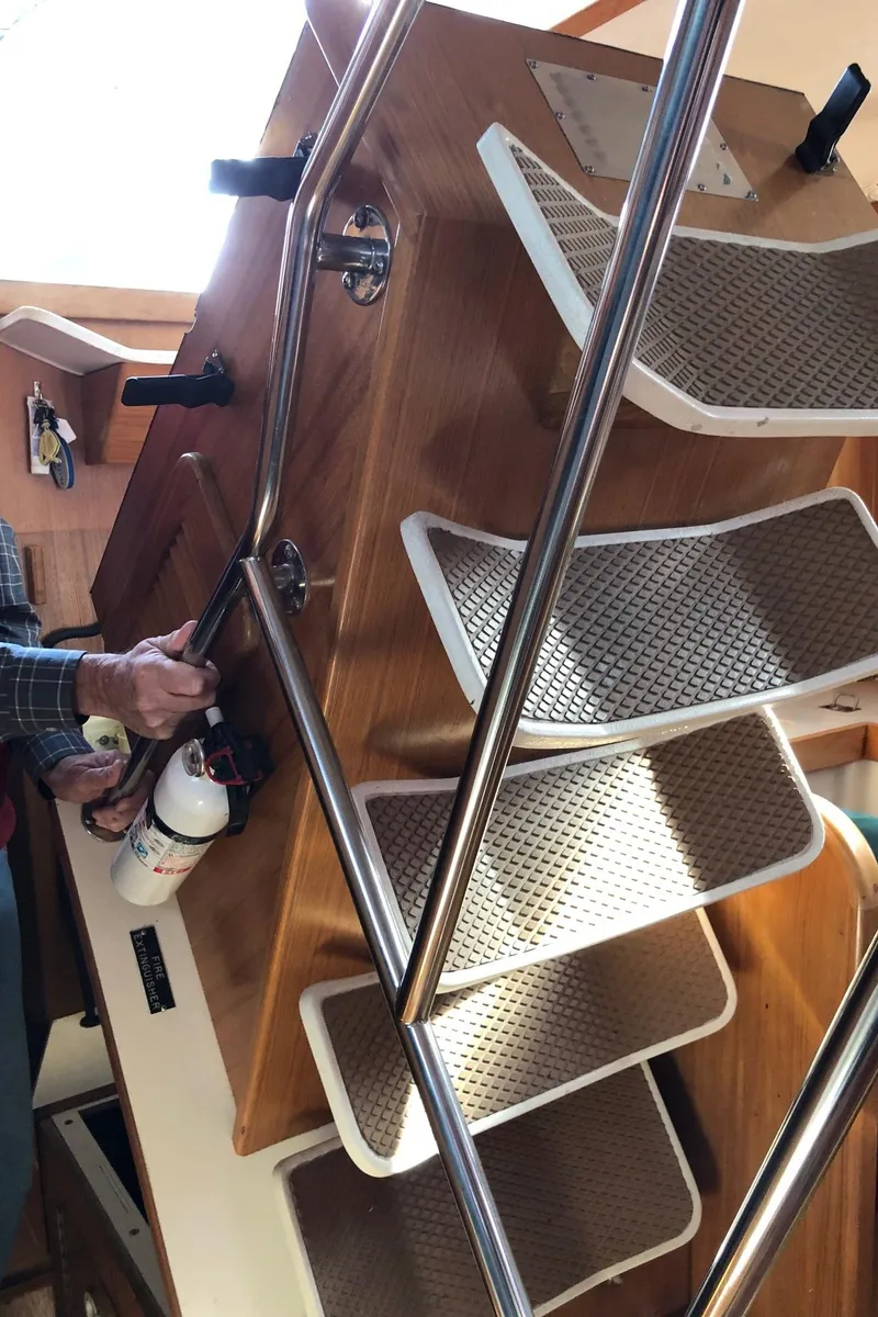 Slide: The Image of Companionway folds fwd for engine access  - 15