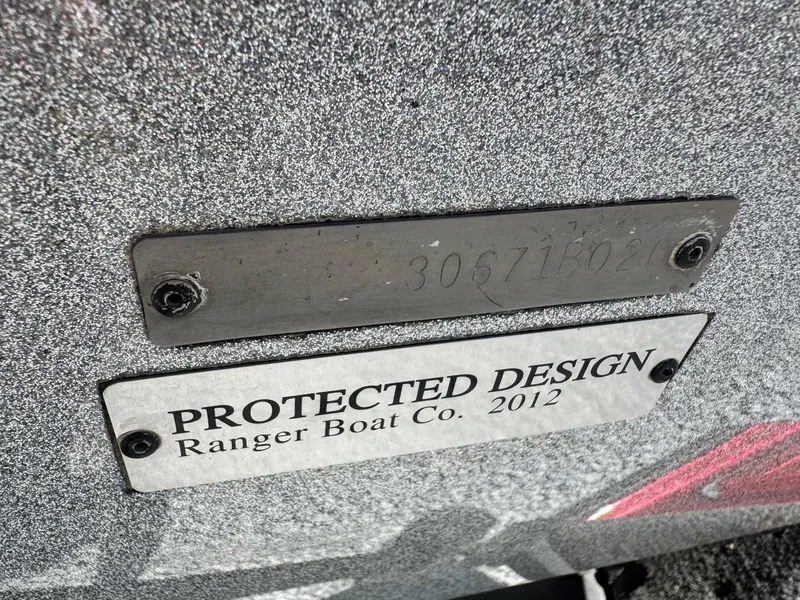 Slide: The Image of 2020 Ranger Z520C boat with protected design plaque, serial number visible. - 4