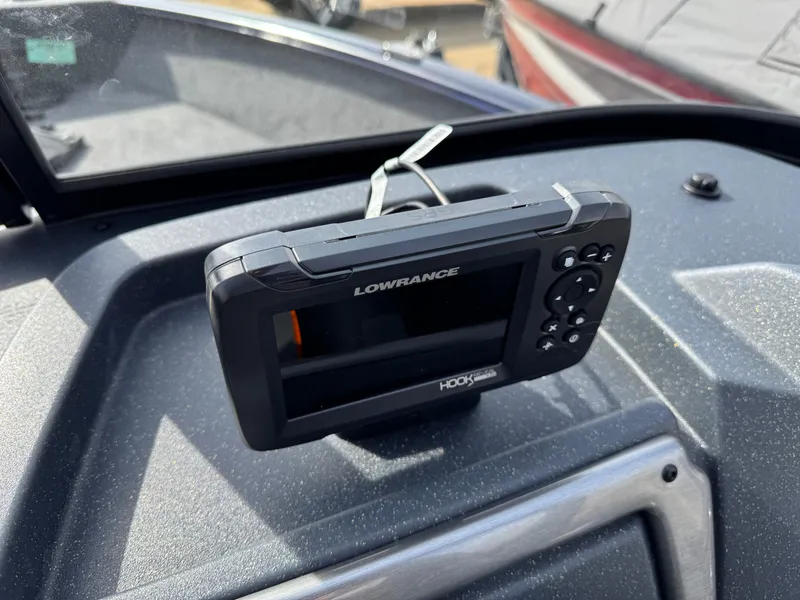 Slide: The Image of Lowrance fish finder on 2025 Tracker Pro Guide V-175 Combo boat dashboard. - 10
