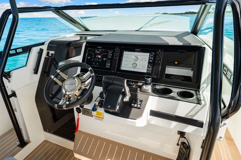 Slide: The Image of Interior view of Saxdor 320 GTO 2026 cockpit with modern controls. - 37