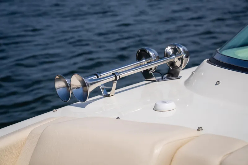 Slide: The Image of 2024 Chris-Craft Launch 35 GT boat horn detail on water. - 41