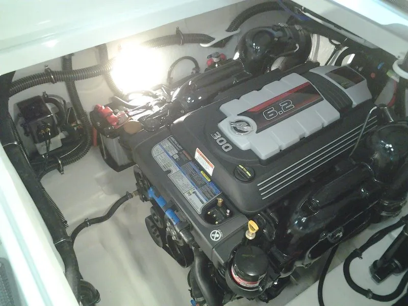 Slide: The Image of Engine compartment of a 2018 Formula 310 Bowrider, featuring a 6.2-liter engine. - 17