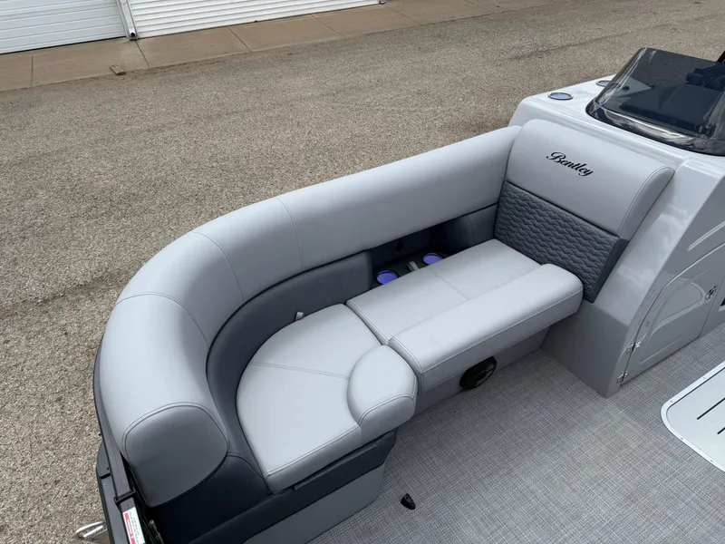 Slide: The Image of 2025 Bentley Pontoons Elite 223 Swingback Triple Log, luxurious seating detail. - 13