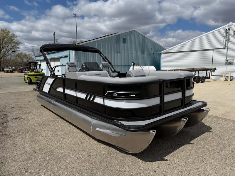 Slide: The Image of 2025 Bentley Pontoons Elite 223 Swingback Triple Log on display outdoors. - 5