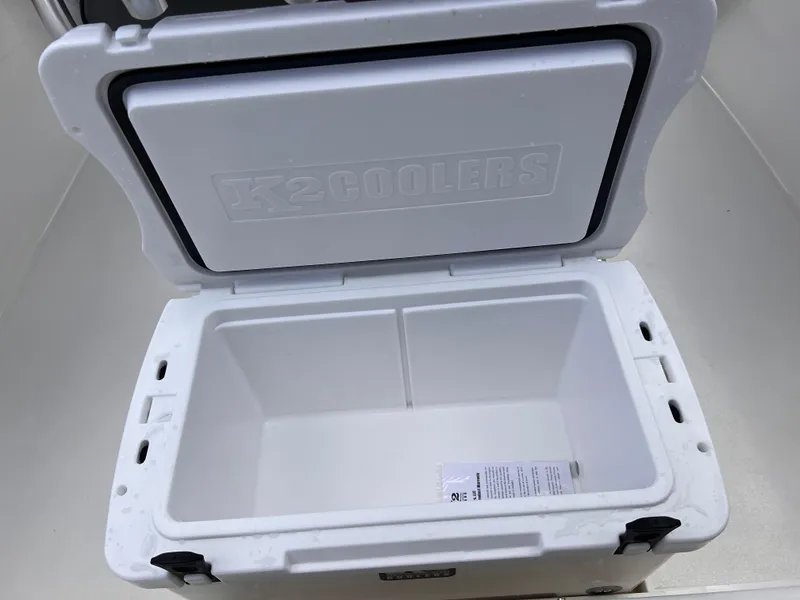 Slide: The Image of Open white cooler on Key West 203 FS boat, 2025 model. - 14