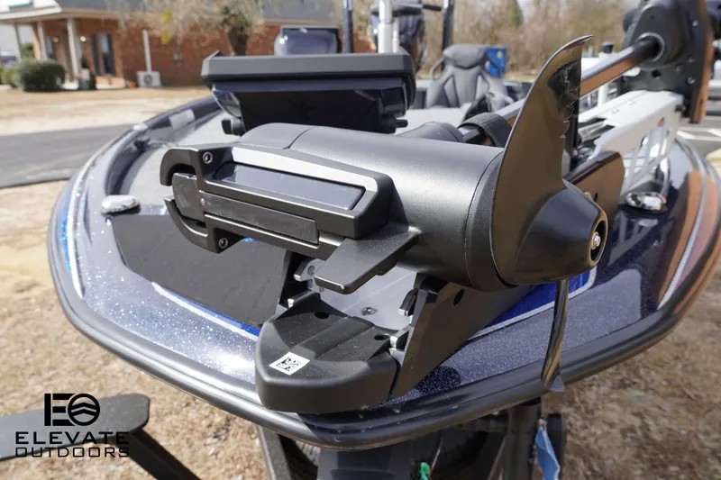 Slide: The Image of 2025 Skeeter ZXR 20 boat with advanced trolling motor, outdoor setting. - 11