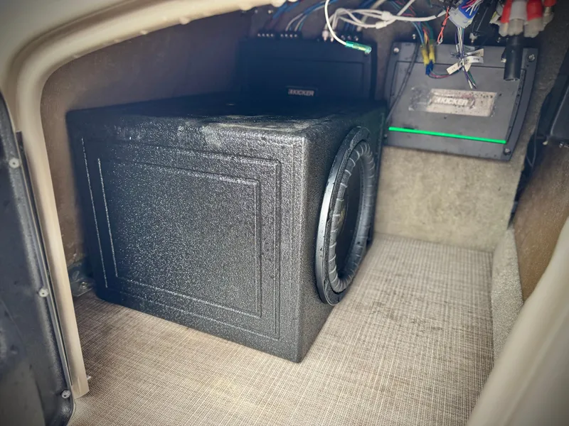 Slide: The Image of Audio system setup in 2021 Sun Tracker Party Barge 22 DLX XP3. - 22