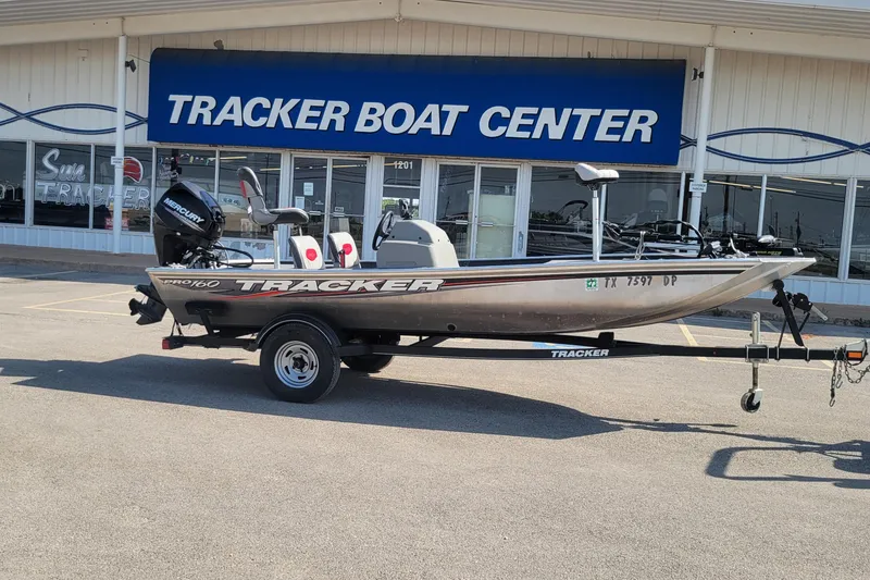 Slide: The Image of 2016 Tracker PRO160 boat on trailer at Tracker Boat Center. - 2