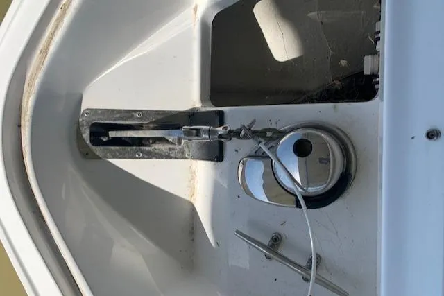 Slide: The Image of 2017 Monterey 378 SE boat deck detail with cleat and fittings. - 15