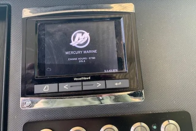 Slide: The Image of Display screen on 2017 Monterey 378 SE showing Mercury Marine engine hours. - 21